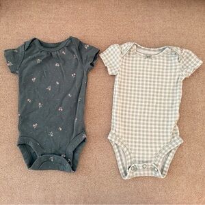 Carters Floral and Checkered Newborn Onesies